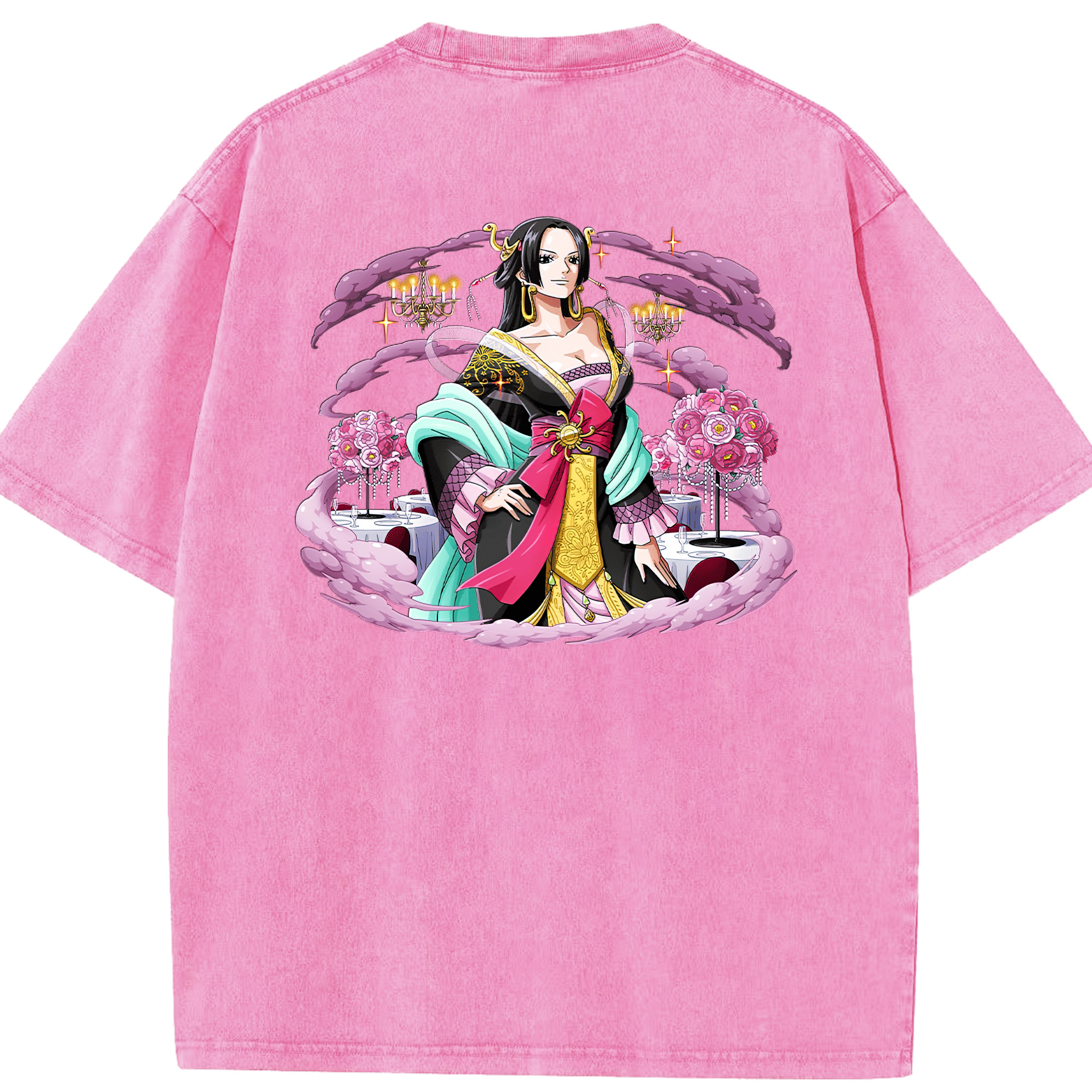 ワンピース ボア・ハンコック ONE PIECE Boa·Hancock 綿100% ヴィンテージ風 半袖Tシャツ（背面プリント）